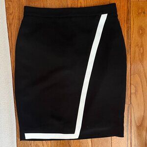 J Crew Black Skirt with diagonal white trim, Size 0